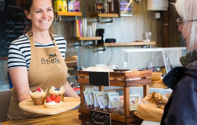 Amy serving in the 1littlefarm shop